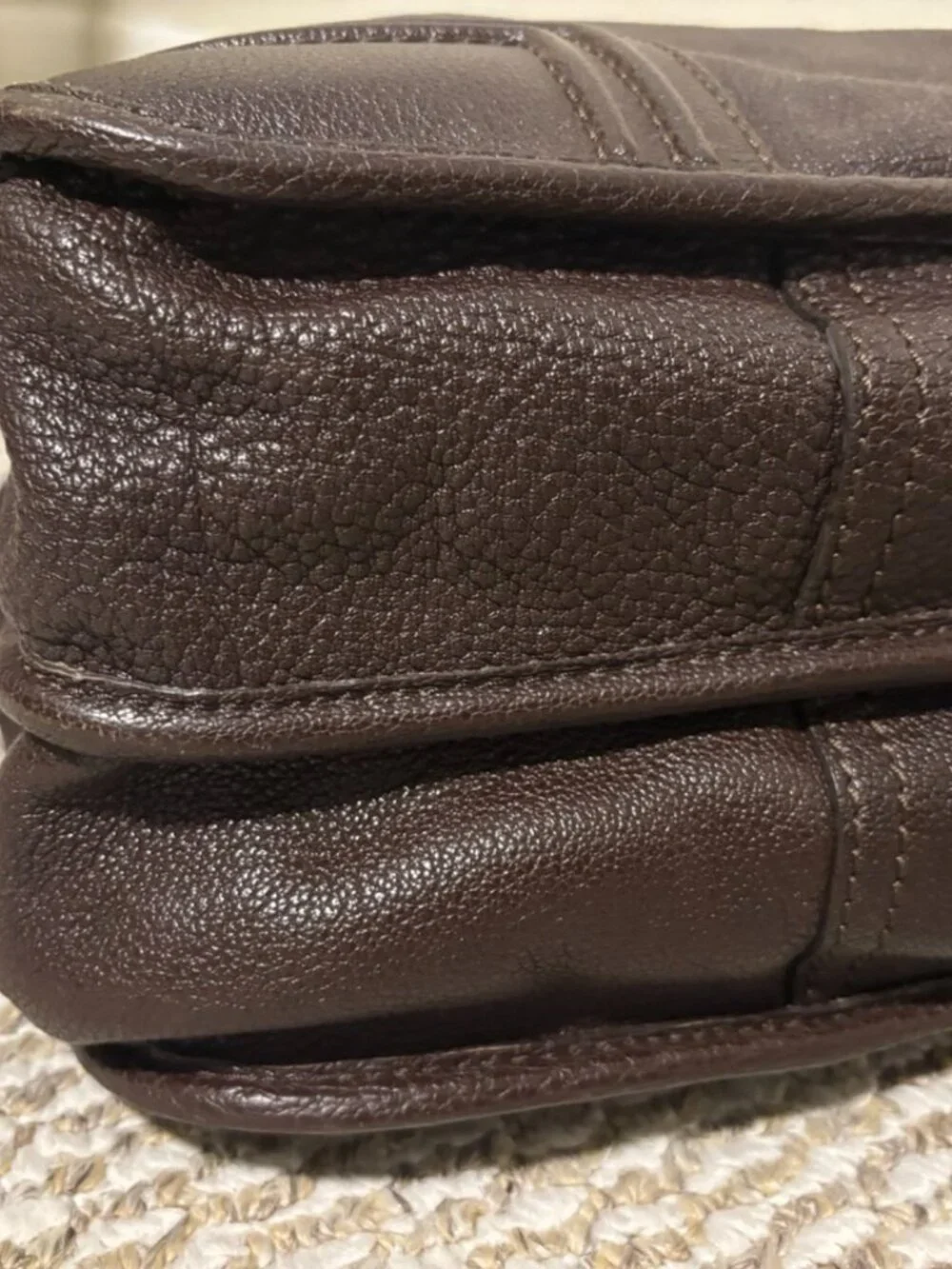 LOEWE Brown Pebbled Leather 2-Way Briefcase Business Bag w/ Strap & Dust Bag